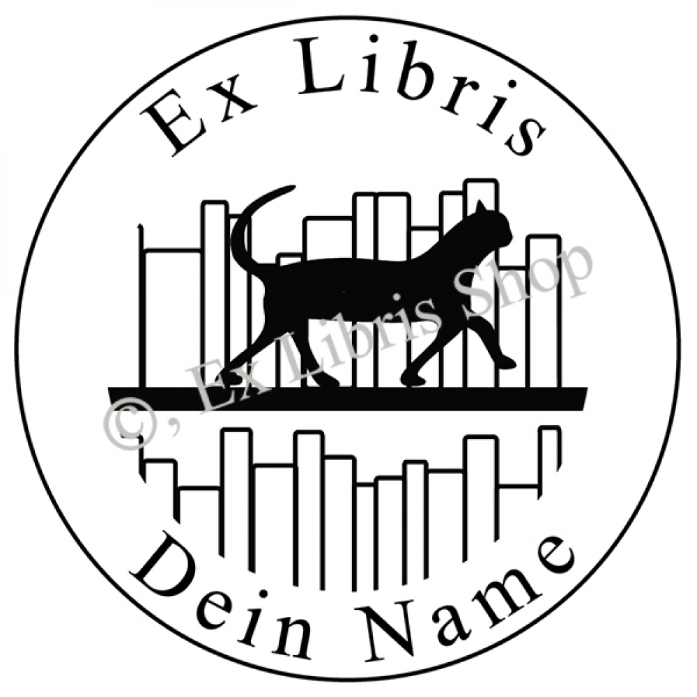 Round exlibris stamp •Tom on the bookshelf•